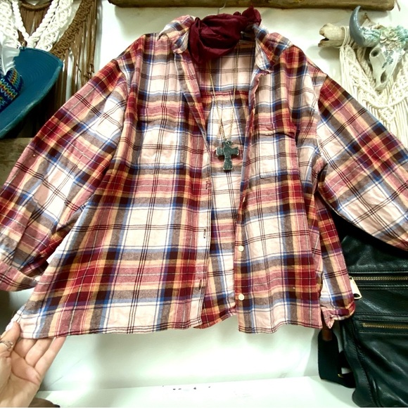 Upcycled Navajo FRINGE flannel shirt w cabin southwestern vibe - Picture 9 of 12